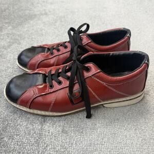 Brunswick Bowling Shoes Mens Size 11 Red Black Leather Classic Lace Up Logo
